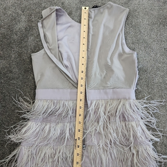 BEBE fringy feather beaded mesh mini cocktail dress size 4 - Picture 14 of 16